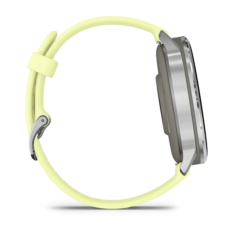 Montre de Sport Garmin Venu® 4 - 45 mm Silver avec bracelet en silicone jaune citron