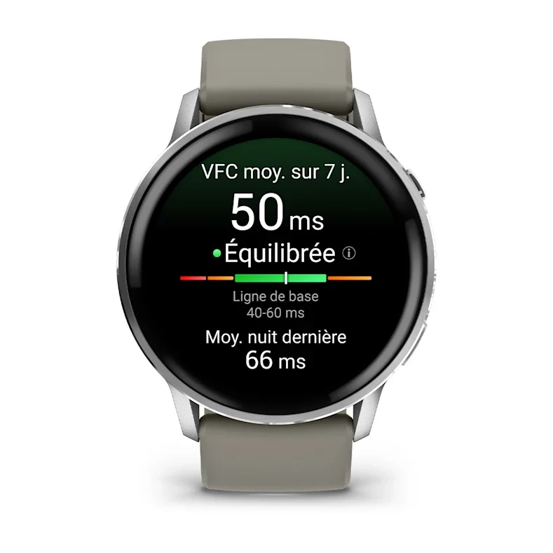 Montre de Sport Garmin Venu® 4 - 45 mm Silver avec bracelet en silicone gris