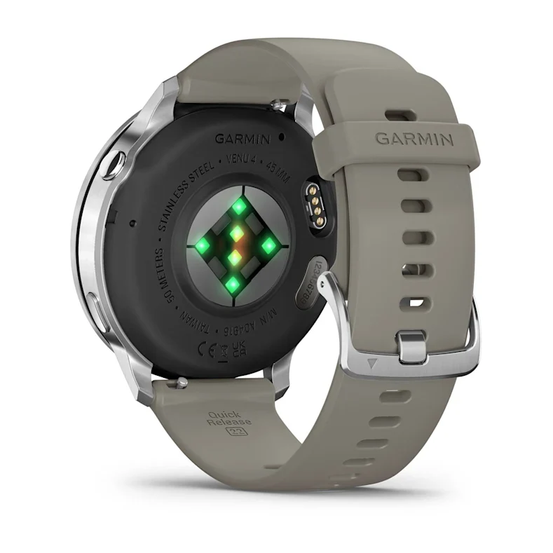 Montre de Sport Garmin Venu® 4 - 45 mm Silver avec bracelet en silicone gris