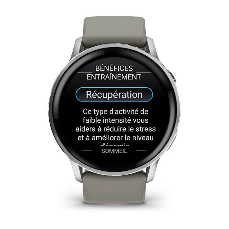 Montre de Sport Garmin Venu® 4 - 45 mm Silver avec bracelet en silicone gris