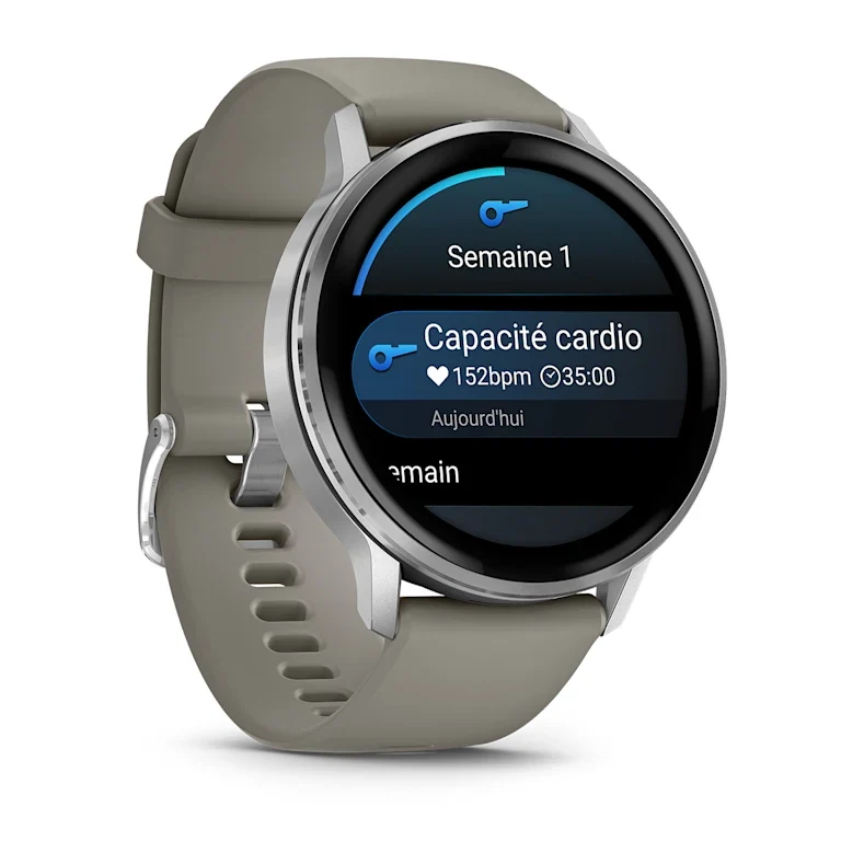 Montre de Sport Garmin Venu® 4 - 45 mm Silver avec bracelet en silicone gris