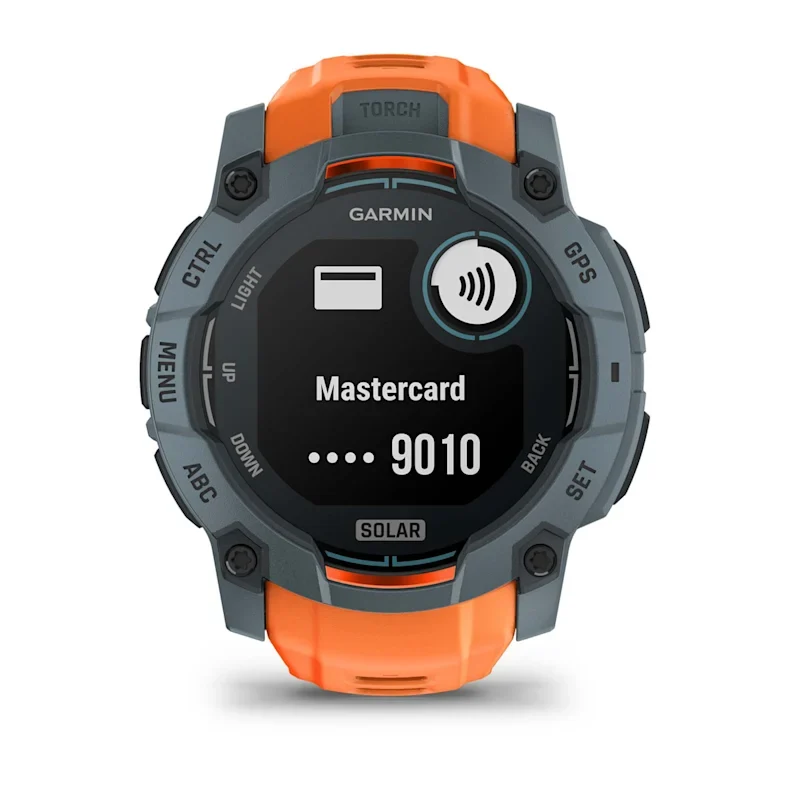 Montre GPS Garmin Instinct 3 Solar - 50 mm Bleu crépuscule avec bracelet orange