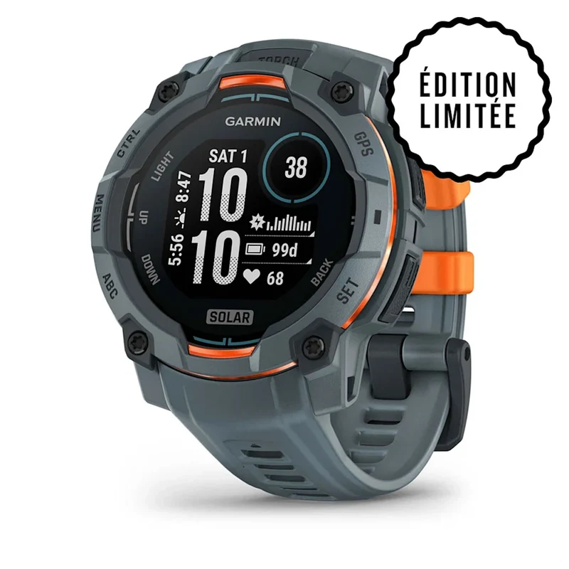 Montre GPS Garmin Instinct 3 Solar - 45 mm Bleu crépuscule avec bracelet bleu crépuscule