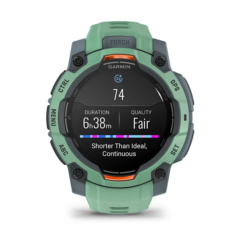 Montre GPS Garmin Instinct 3 AMOLED -45mm. Vert d'eau avec bracelet vert d'eau