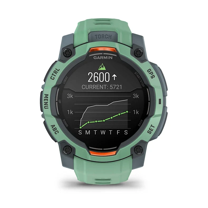 Montre GPS Garmin Instinct 3 AMOLED -45mm. Vert d'eau avec bracelet vert d'eau