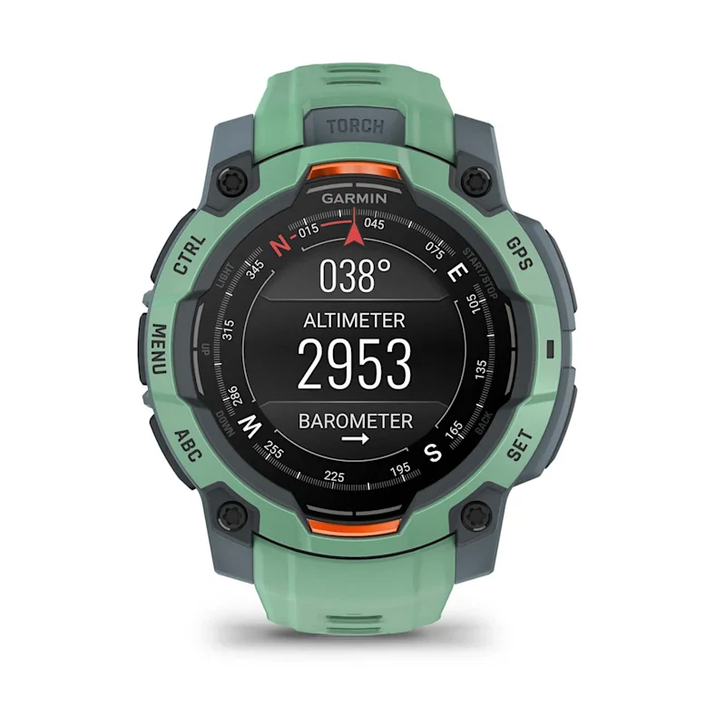 Montre GPS Garmin Instinct 3 AMOLED -45mm. Vert d'eau avec bracelet vert d'eau