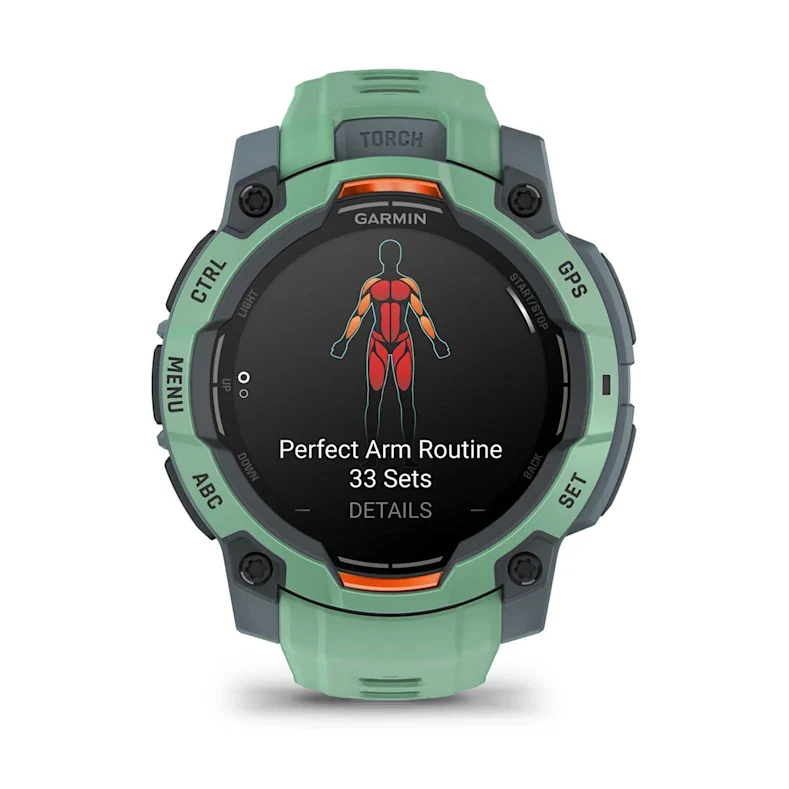 Montre GPS Garmin Instinct 3 AMOLED -45mm. Vert d'eau avec bracelet vert d'eau