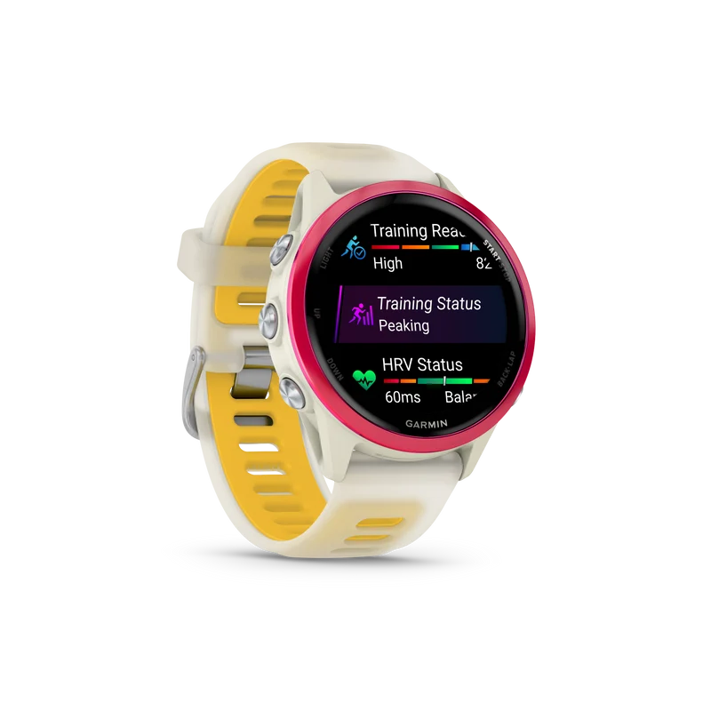 NEW Forerunner 570 - 42mm Aluminium rose avec bracelet ivoire translucide/orange