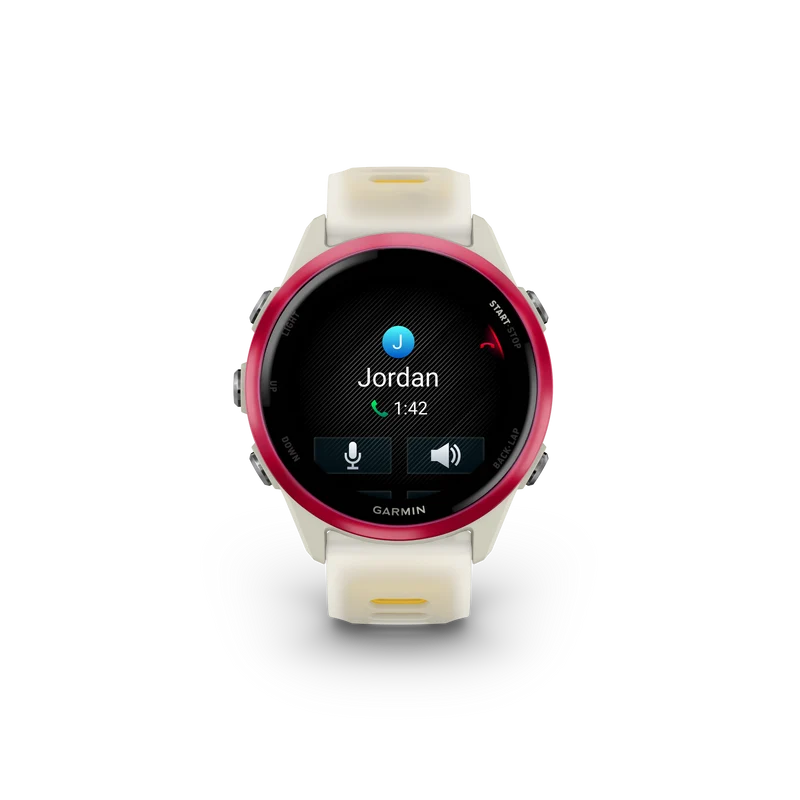 NEW Forerunner 570 - 42mm Aluminium rose avec bracelet ivoire translucide/orange