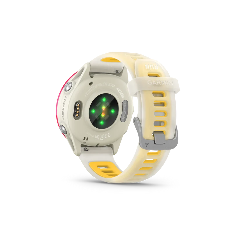 NEW Forerunner 570 - 42mm Aluminium rose avec bracelet ivoire translucide/orange