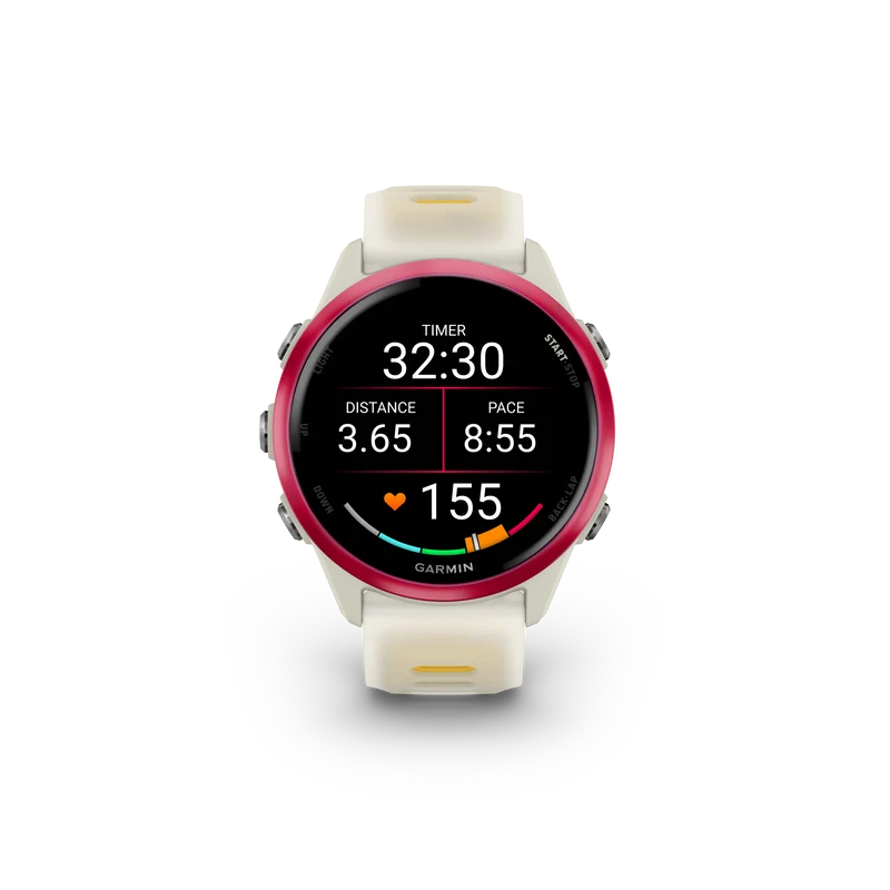 NEW Forerunner 570 - 42mm Aluminium rose avec bracelet ivoire translucide/orange