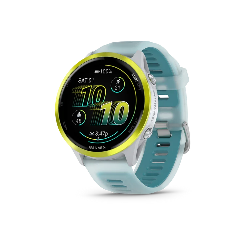 NEW Forerunner 570 - 47mm Aluminium jaune avec bracelet blanc translucide/Turquoise