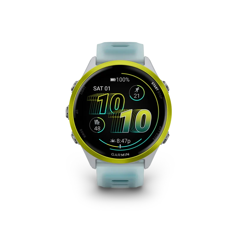 NEW Forerunner 570 - 47mm Aluminium jaune avec bracelet blanc translucide/Turquoise