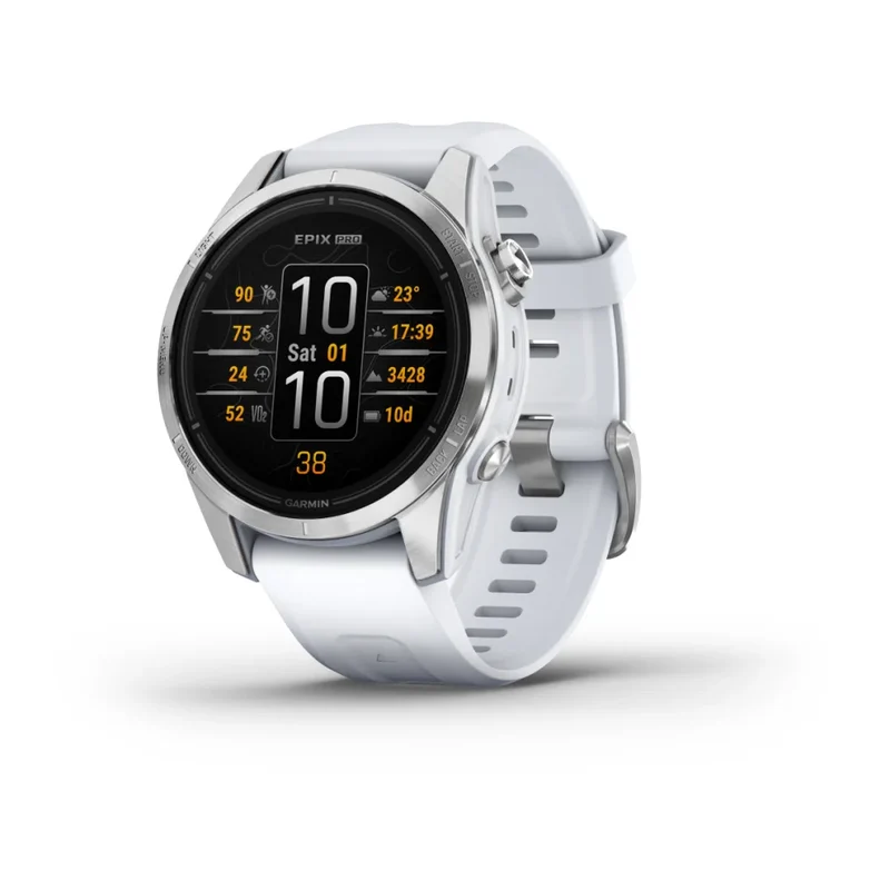 Montre Garmin epix™ Pro (Gen 2) Standard Edition | 42 mm Silver avec bracelet blanc
