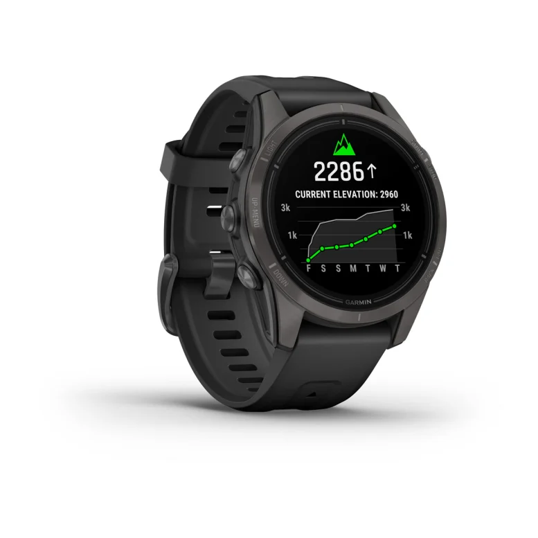 Montre Garmin Epix Pro Gen 2 Sapphire Titane 42mm Carbon Gray DLC et bracelet noir