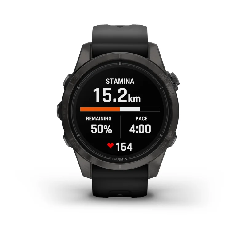 Montre Garmin Epix Pro Gen 2 Sapphire Titane 42mm Carbon Gray DLC et bracelet noir