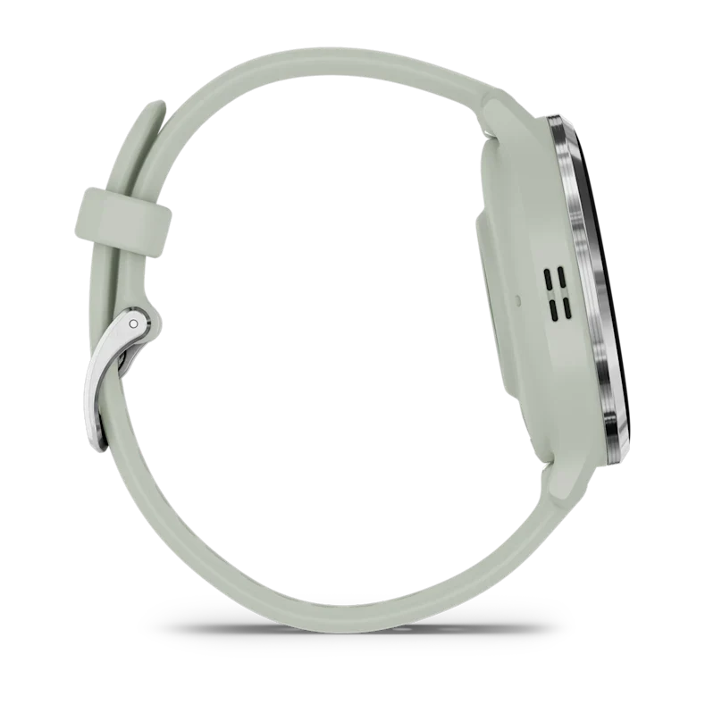 Montre de Sport Garmin Venu 3S boîtier acier inoxydable et bracelet en silicone vert sauge
