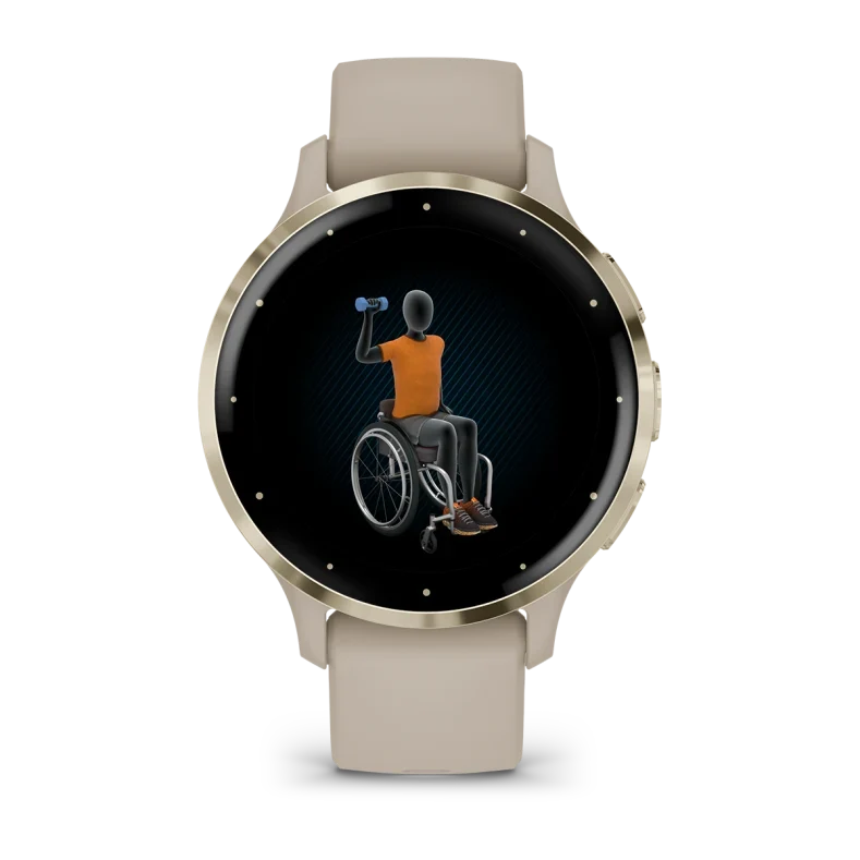 Montre de Sport Garmin Venu® 3S boîtier OR et bracelet en silicone lin