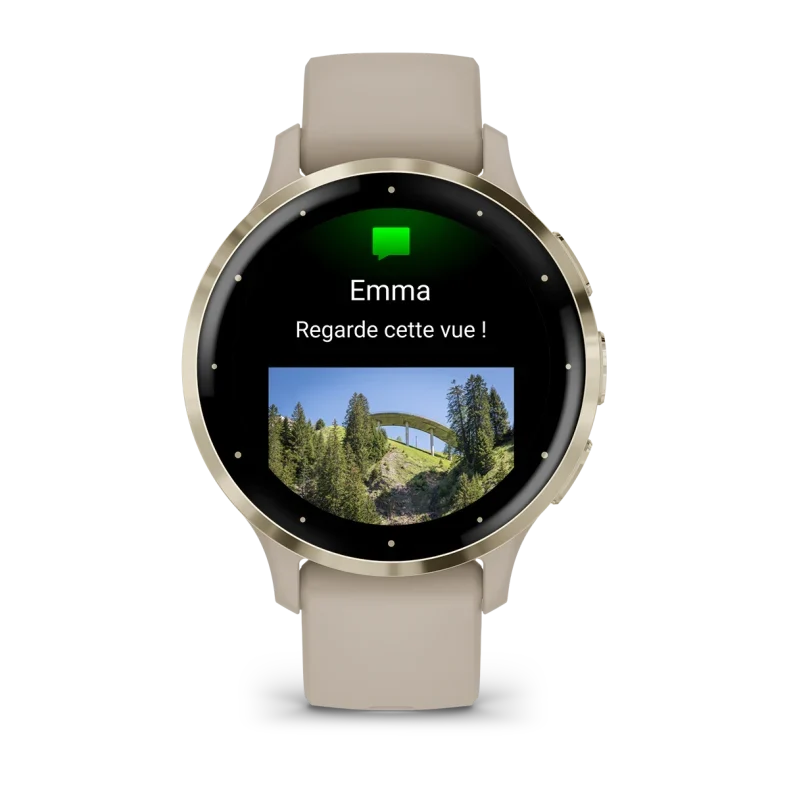 Montre de Sport Garmin Venu® 3S boîtier OR et bracelet en silicone lin