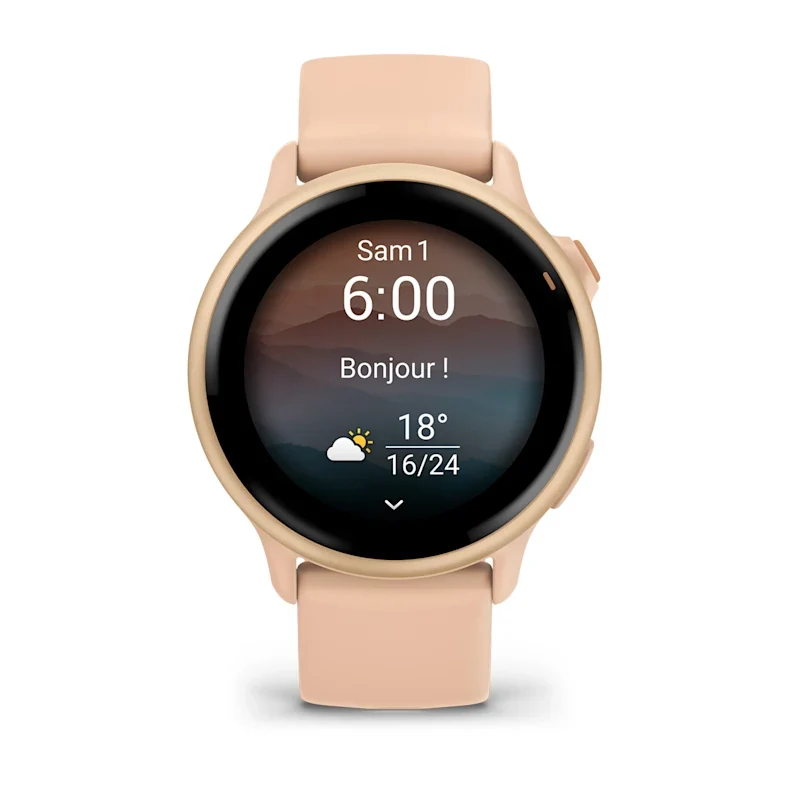 Montre Connectée Garmin Vívoactive 6 Metallic Pink Dawn avec bracelet rose pêche