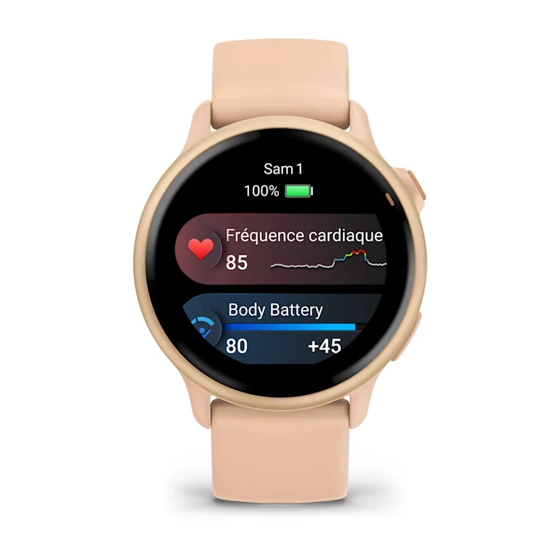 Montre Connectée Garmin Vívoactive 6 Metallic Pink Dawn avec bracelet rose pêche