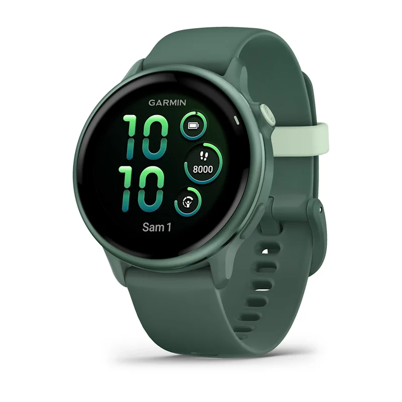 Montre Connectée Garmin vívoactive 6 Metallic Jasper Green avec bracelet vert sapin