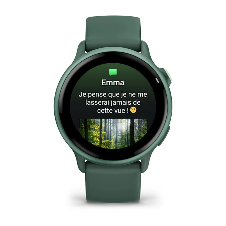 Montre Connectée Garmin vívoactive 6 Metallic Jasper Green avec bracelet vert sapin
