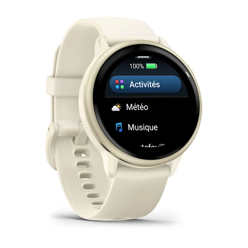 Montre Connectée Garmin Vívoactive 6 Lunar Gold avec bracelet ivoire