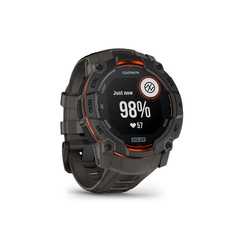 Montre GPS Garmin Instinct 3 Solar - 50 mm Noir avec Bracelet en Silicone Gris Charcoal