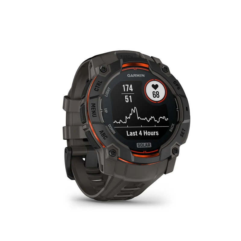 Montre GPS Garmin Instinct 3 Solar - 50 mm Noir avec Bracelet en Silicone Gris Charcoal