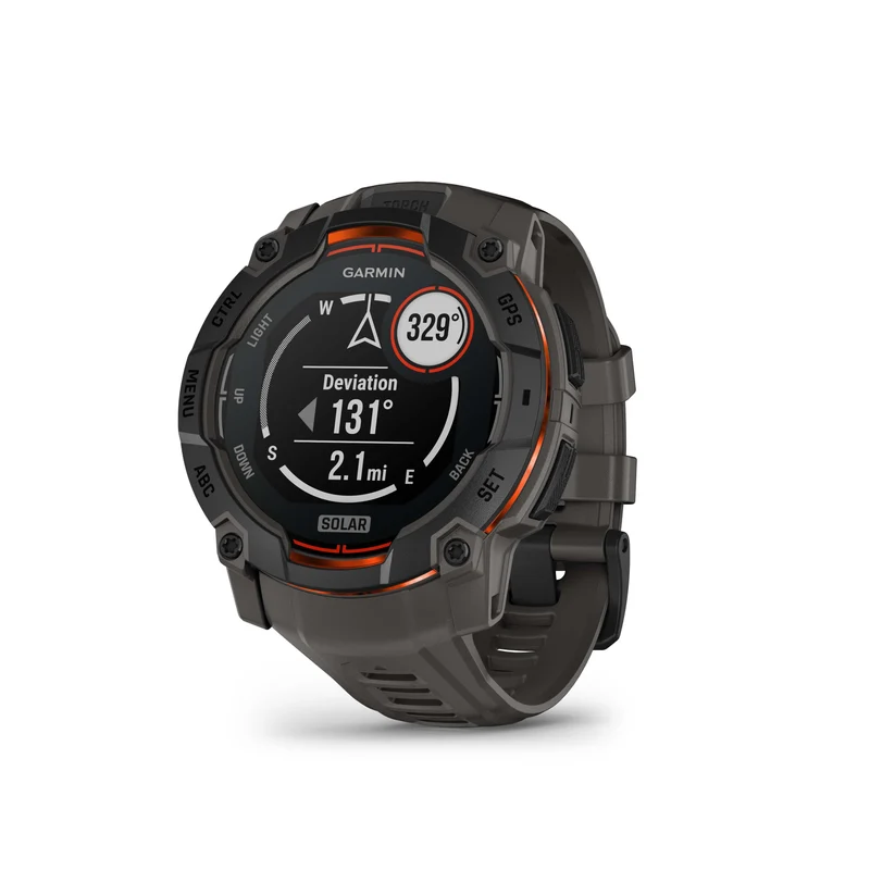 Montre GPS Garmin Instinct 3 Solar - 50 mm Noir avec Bracelet en Silicone Gris Charcoal