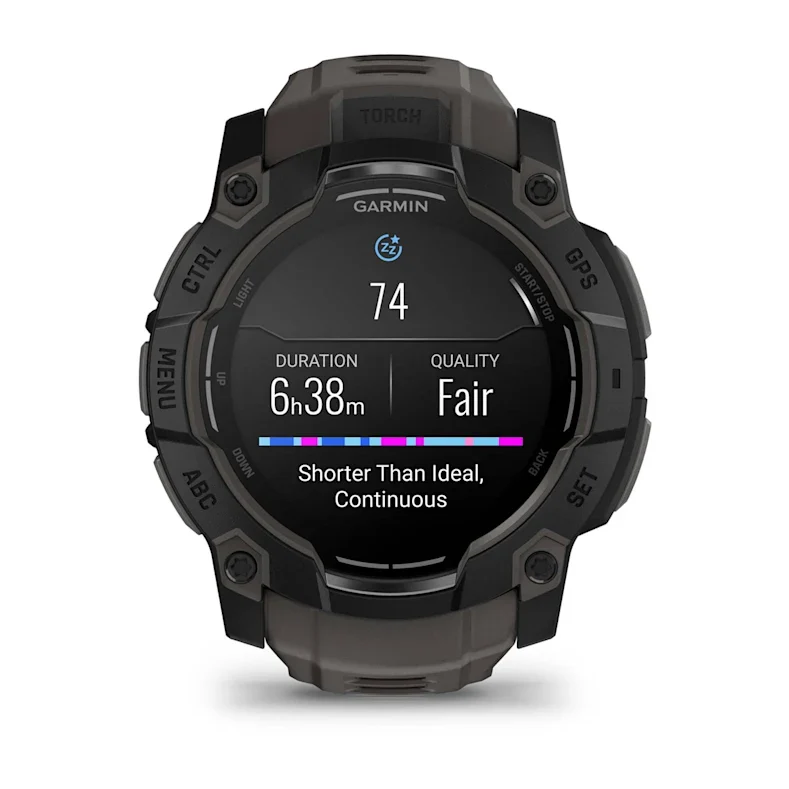 Montre GPS Garmin Instinct 3 AMOLED - 50 mm Noir avec Bracelet en Silicone Gris Charcoal
