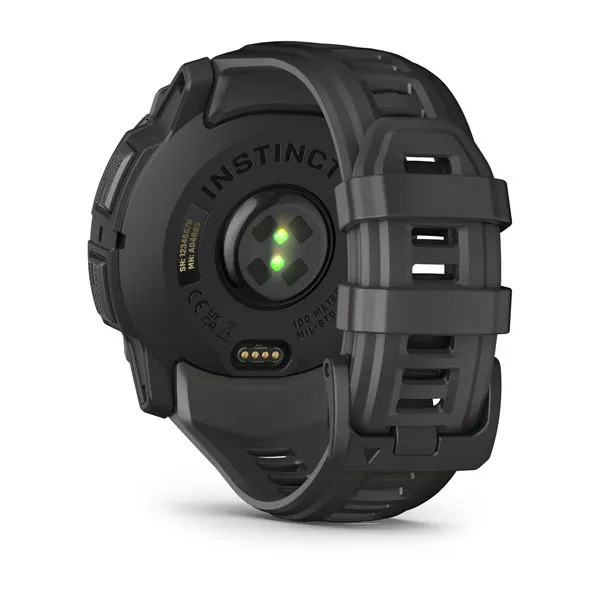 Montre GPS Garmin Instinct 3 AMOLED - 50 mm Noir avec Bracelet en Silicone Gris Charcoal
