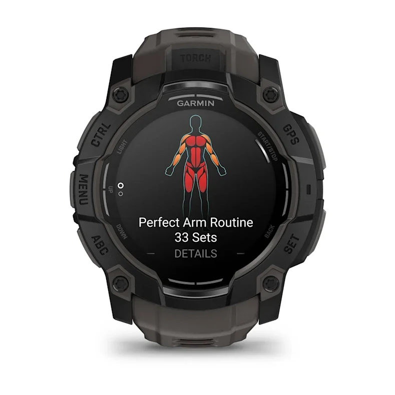 Montre GPS Garmin Instinct 3 AMOLED - 50 mm Noir avec Bracelet en Silicone Gris Charcoal