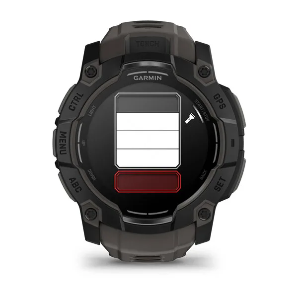 Montre GPS Garmin Instinct 3 AMOLED - 50 mm Noir avec Bracelet en Silicone Gris Charcoal