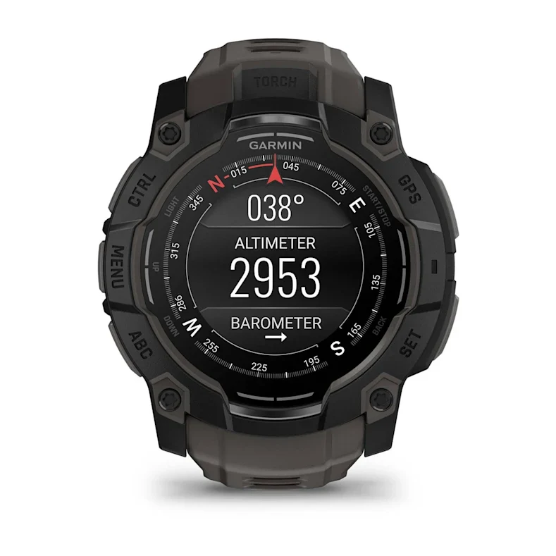 Montre GPS Garmin Instinct 3 AMOLED - 50 mm Noir avec Bracelet en Silicone Gris Charcoal