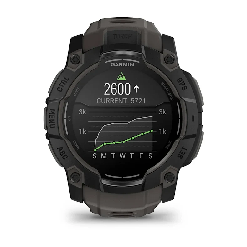 Montre GPS Garmin Instinct 3 AMOLED - 50 mm Noir avec Bracelet en Silicone Gris Charcoal
