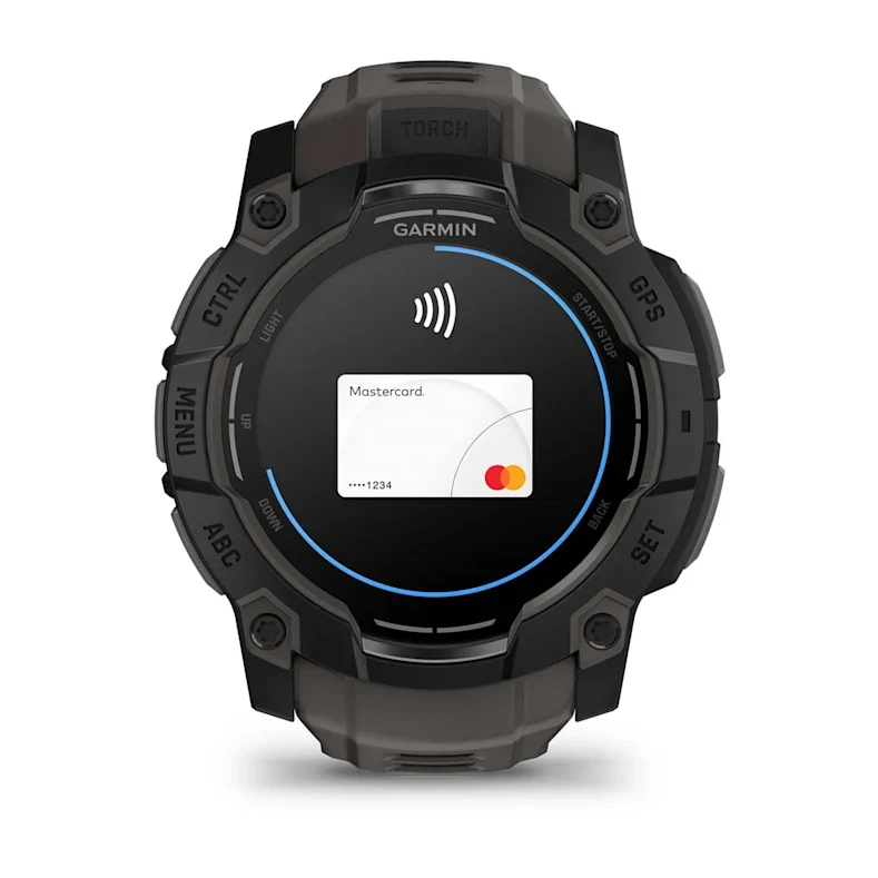 Montre GPS Garmin Instinct 3 AMOLED - 50 mm Noir avec Bracelet en Silicone Gris Charcoal