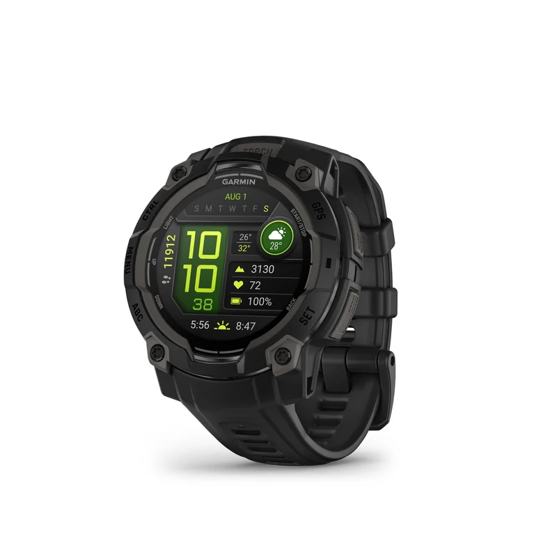 Montre GPS Garmin Instinct 3 AMOLED - 45 mm Noir avec Bracelet en Silicone Noir