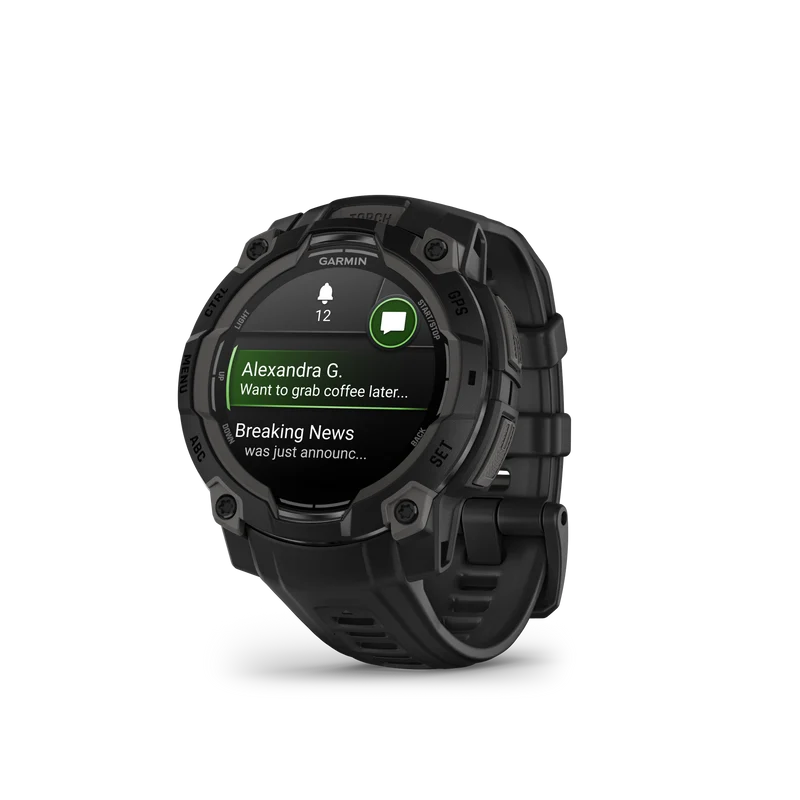 Montre GPS Garmin Instinct 3 AMOLED - 45 mm Noir avec Bracelet en Silicone Noir