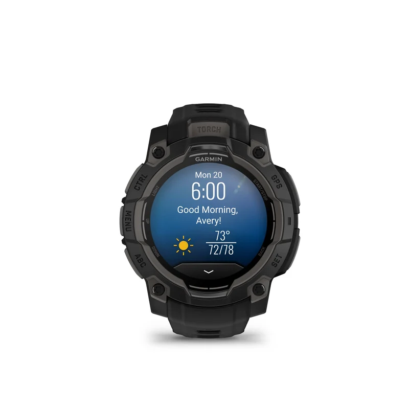 Montre GPS Garmin Instinct 3 AMOLED - 45 mm Noir avec Bracelet en Silicone Noir