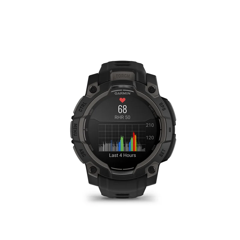 Montre GPS Garmin Instinct 3 AMOLED - 45 mm Noir avec Bracelet en Silicone Noir