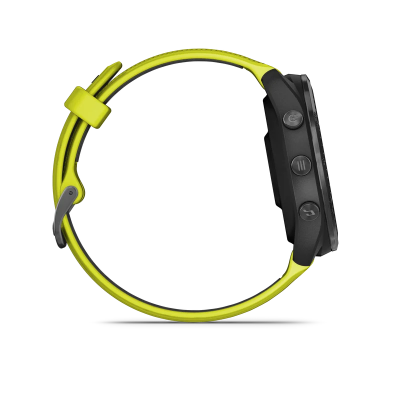 Forerunner® 965 noire avec lunette en titane et bracelet en silicone jaune vif/noir