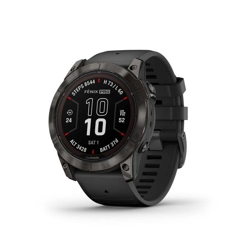 fēnix® 7X Pro – Sapphire Solar Edition Titane avec revêtement en Carbon Gray DLC et bracelet noir