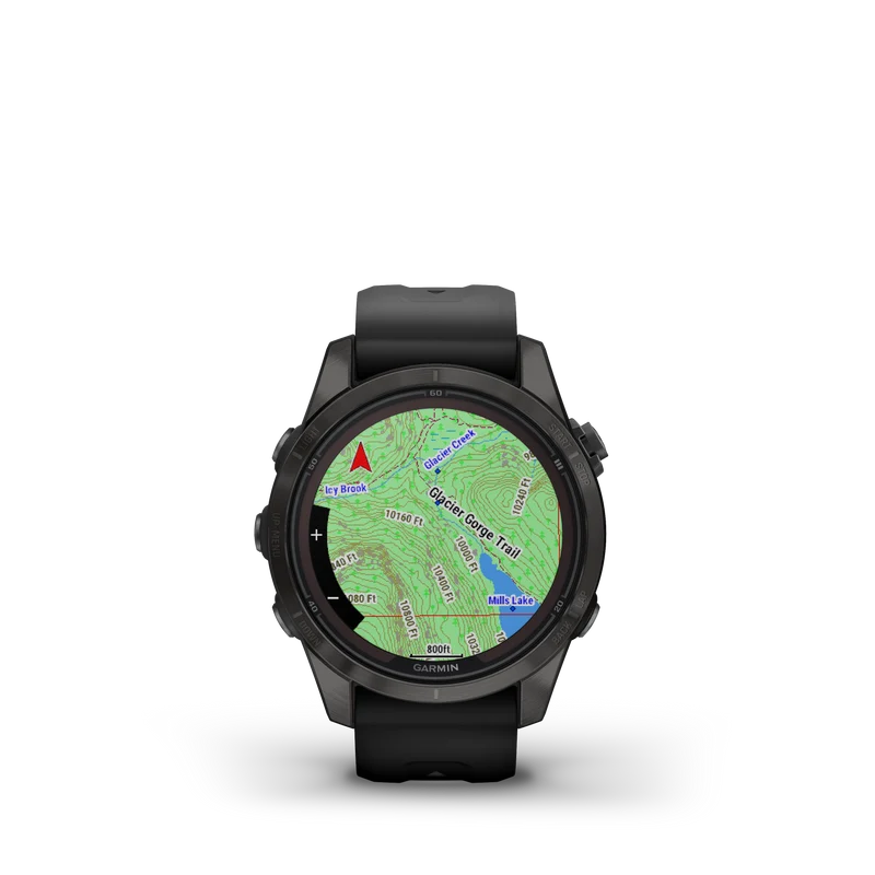 fēnix® 7S Pro Sapphire Solar Edition Titane avec revêtement Carbon Gray DLC et bracelet noir