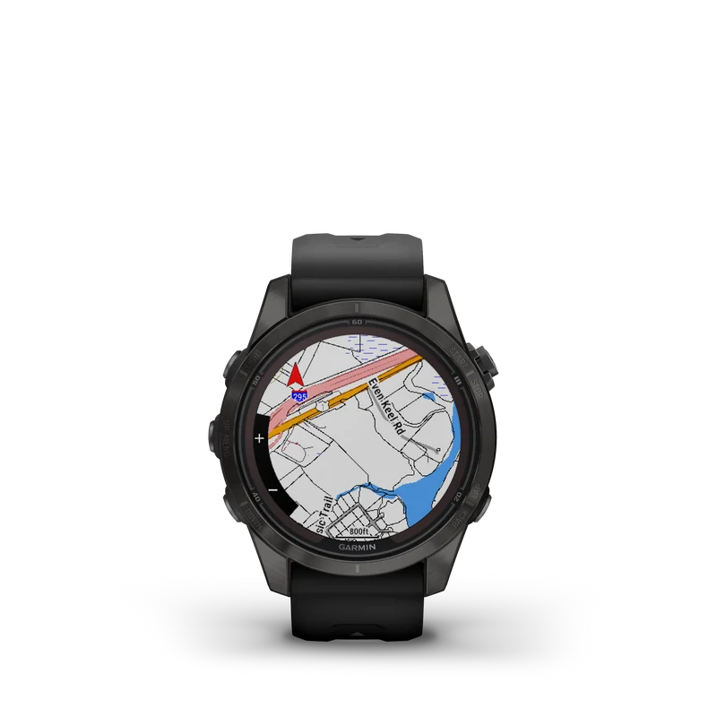fēnix® 7S Pro Sapphire Solar Edition Titane avec revêtement Carbon Gray DLC et bracelet noir