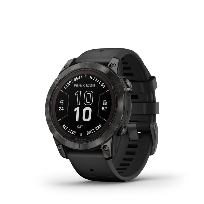 fēnix® 7 Pro Sapphire Solar Edition Titane avec revêtement en Carbon Gray DLC et bracelet noir