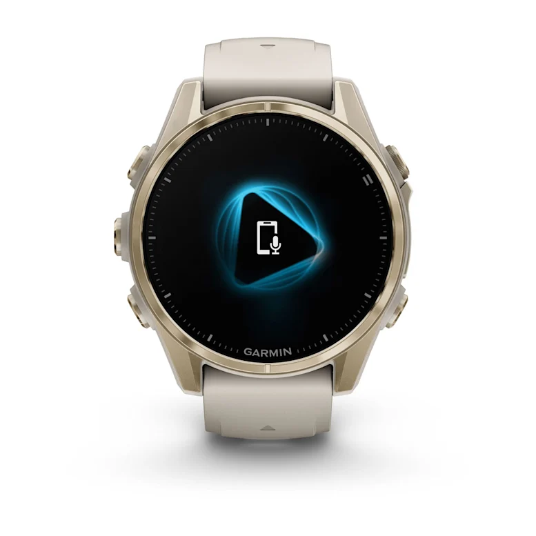 Montre GPS Garmin Fénix 8 AMOLED - 43 mm Sapphire Titane Soft Gold avec Bracelet en Silicone Gris Beige