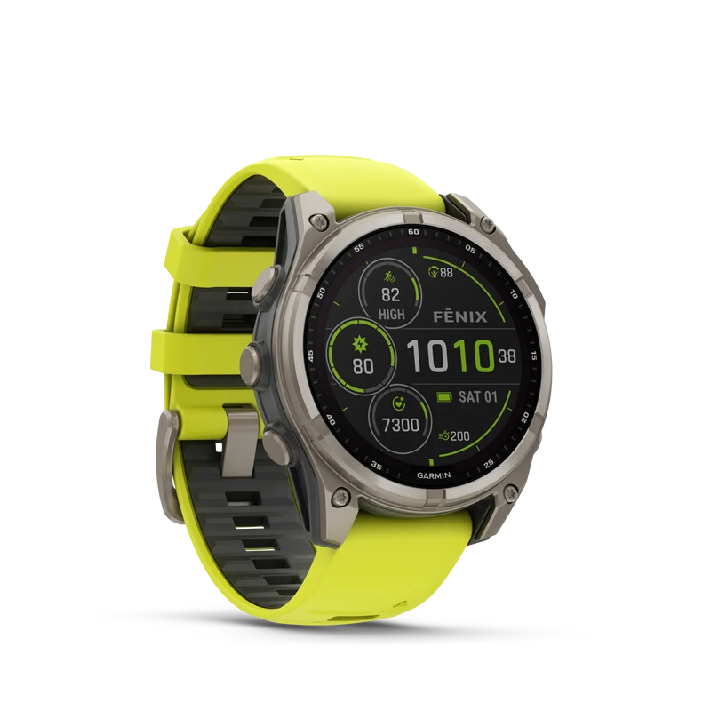 Montre GPS Garmin Fénix 8 Solar - 47 mm Sapphire Titane Carbon Gray DLC avec Bracelet en Silicone Jaune Graphite