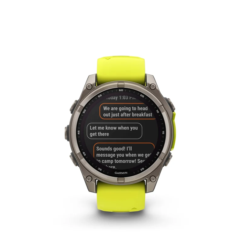Montre GPS Garmin Fénix 8 Solar - 47 mm Sapphire Titane Carbon Gray DLC avec Bracelet en Silicone Jaune Graphite